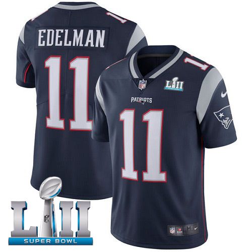 Youth New England Patriots #11 Edelman Blue Limited 2018 Super Bowl NFL Jerseys->women nfl jersey->Women Jersey